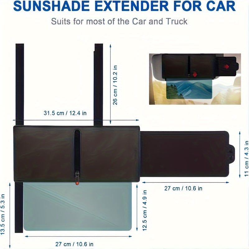 Upgraded Car Sun Visor with Zipper Slider – UV400 Protection, Anti-Glare PC Lens, Side Sunshade for Safe Driving