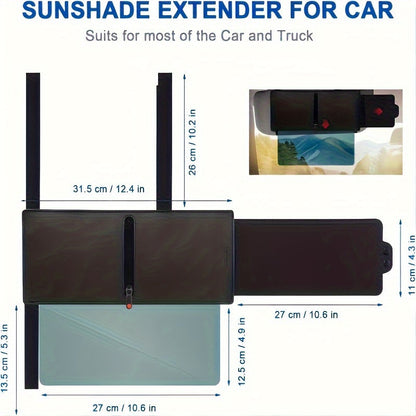 Upgraded Car Sun Visor with Zipper Slider – UV400 Protection, Anti-Glare PC Lens, Side Sunshade for Safe Driving