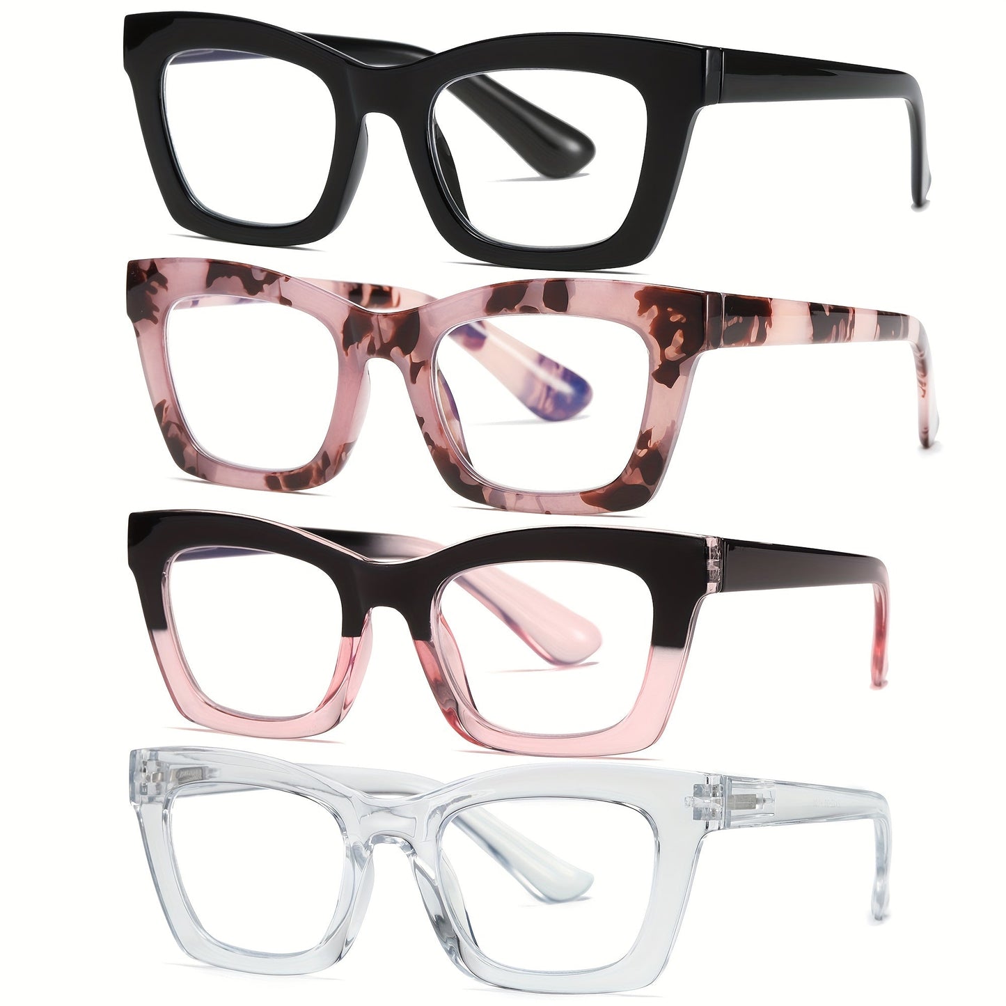 Stylish Oprah-Inspired Blue Light Blocking Reading Glasses - Square Shape with Spring Hinge for Men & Women | Multiple Power Options (1.0 to 3.5) | Ideal for Everyday Use