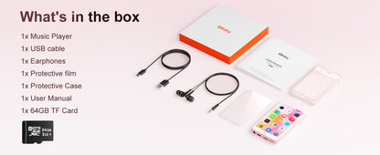 80GB MP3 Player Android 9.0 - Bluetooth, WiFi, 4.0-Inch Touchscreen, Speakers, FM Radio, eBooks, Up to 512GB Capacity