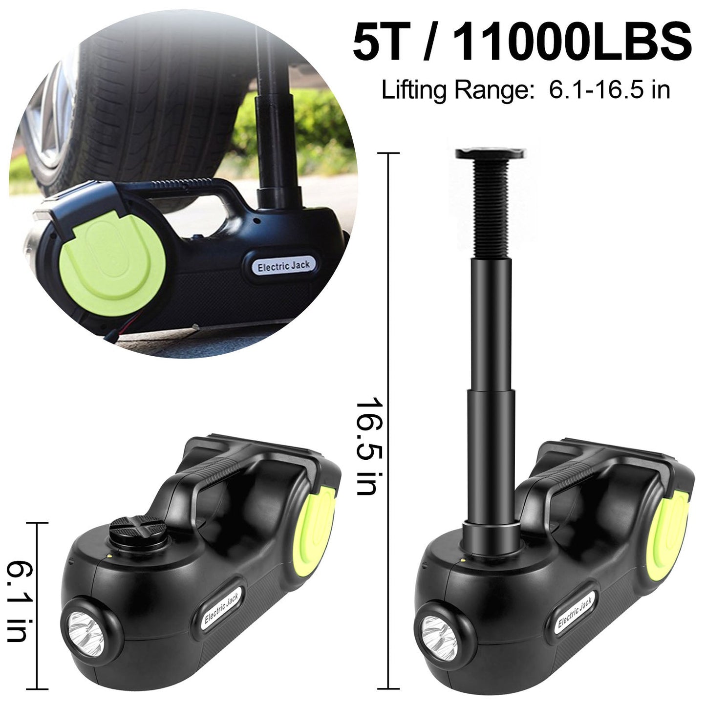 VEVOR 5 Ton 12V Electric Car Jack Kit – Portable Hydraulic Jack with Impact Wrench & LED Light for Tire Lifting and Car Repair (13.5–36cm)