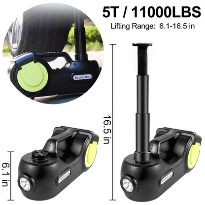 VEVOR 5 Ton 12V Electric Car Jack Kit – Portable Hydraulic Jack with Impact Wrench & LED Light for Tire Lifting and Car Repair (13.5–36cm)