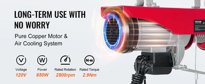 VEVOR 200–800kg Electric Hoist – Cable Winch Lifting Crane with Wired/Wireless Remote for Boat, Car, Garage & Elevator