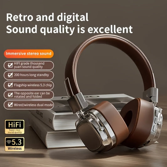 Long-Lasting 128 Hrs Standby Wireless Headphones - High-Fidelity Sound, ENC Noise-Cancelling Mic, Multi-Device Connection - Ideal for Work & Leisure