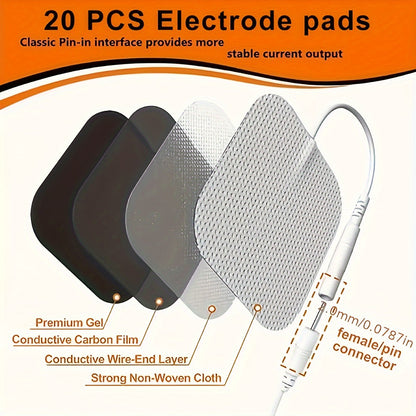 20pcs Premium Latex-Free Electrode Pads – Compatible with 2mm Pin Connector Lead Wires, High-Quality Replacement for Efficient Machine Performance
