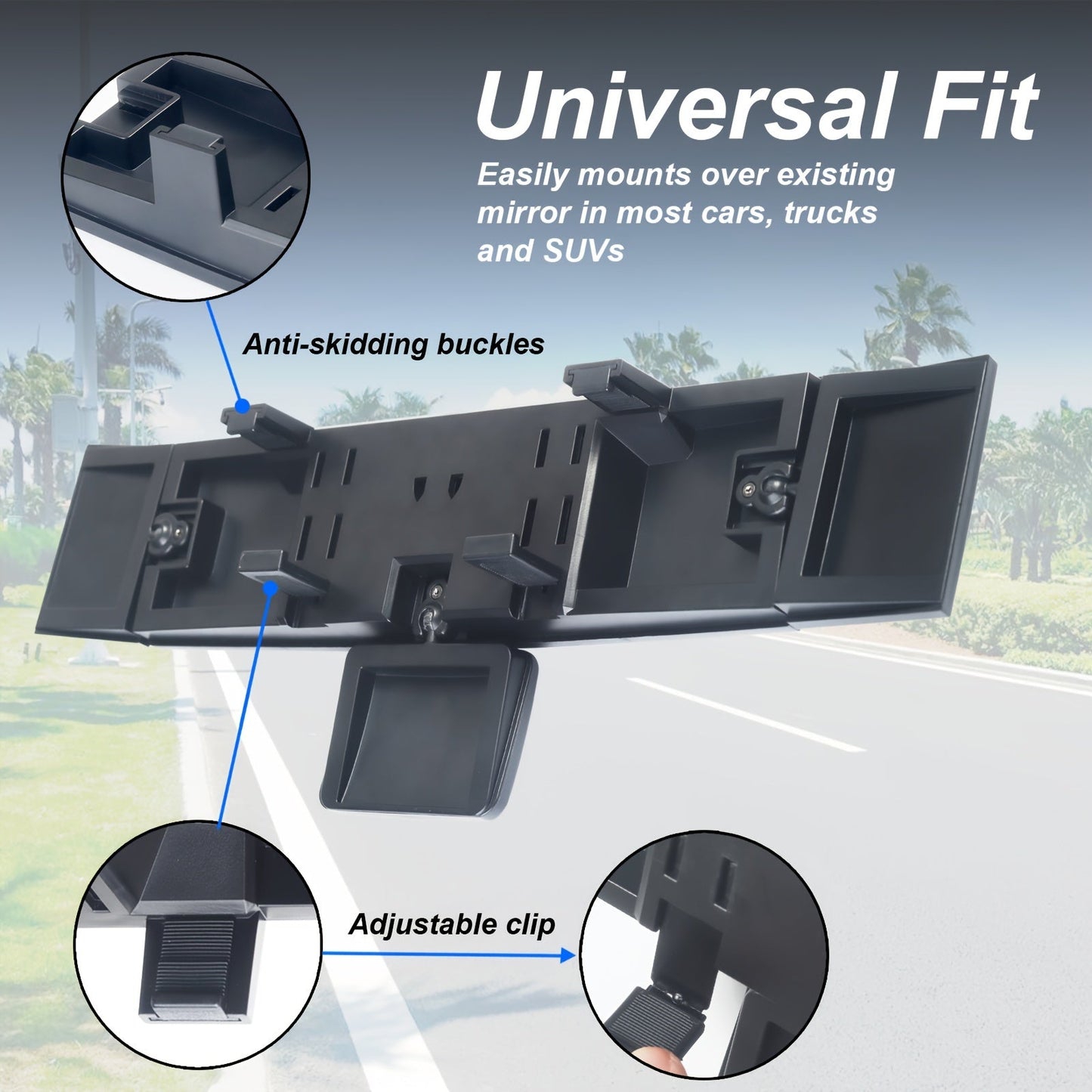 Foldable Car Mirror - Multifunctional Swiveling Adjustable with Quadruple Folding for Enhanced Field of View