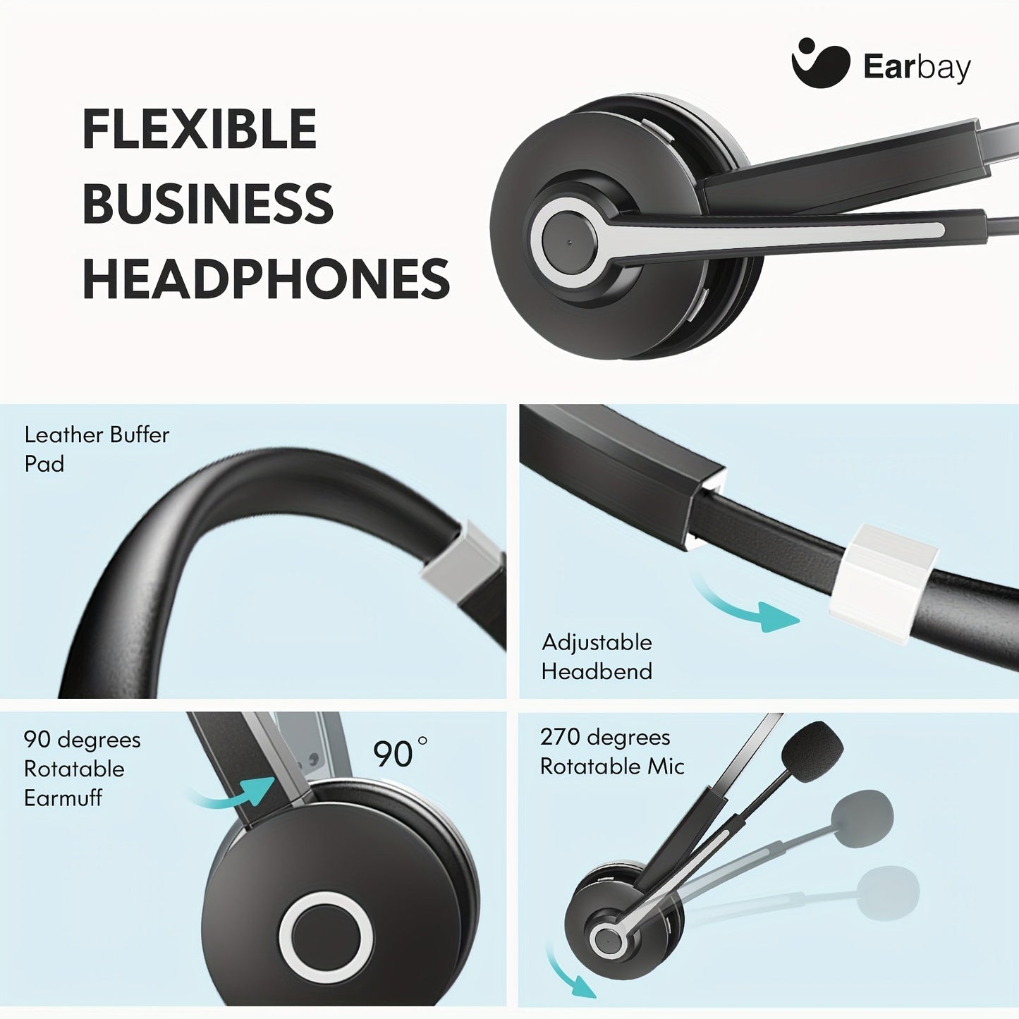 Stereo USB Headset with 3.5mm Jack - Noise Cancelling Microphone, In-Line Volume and Mute Control for PC, Laptop, Business Office, Skype, Zoom