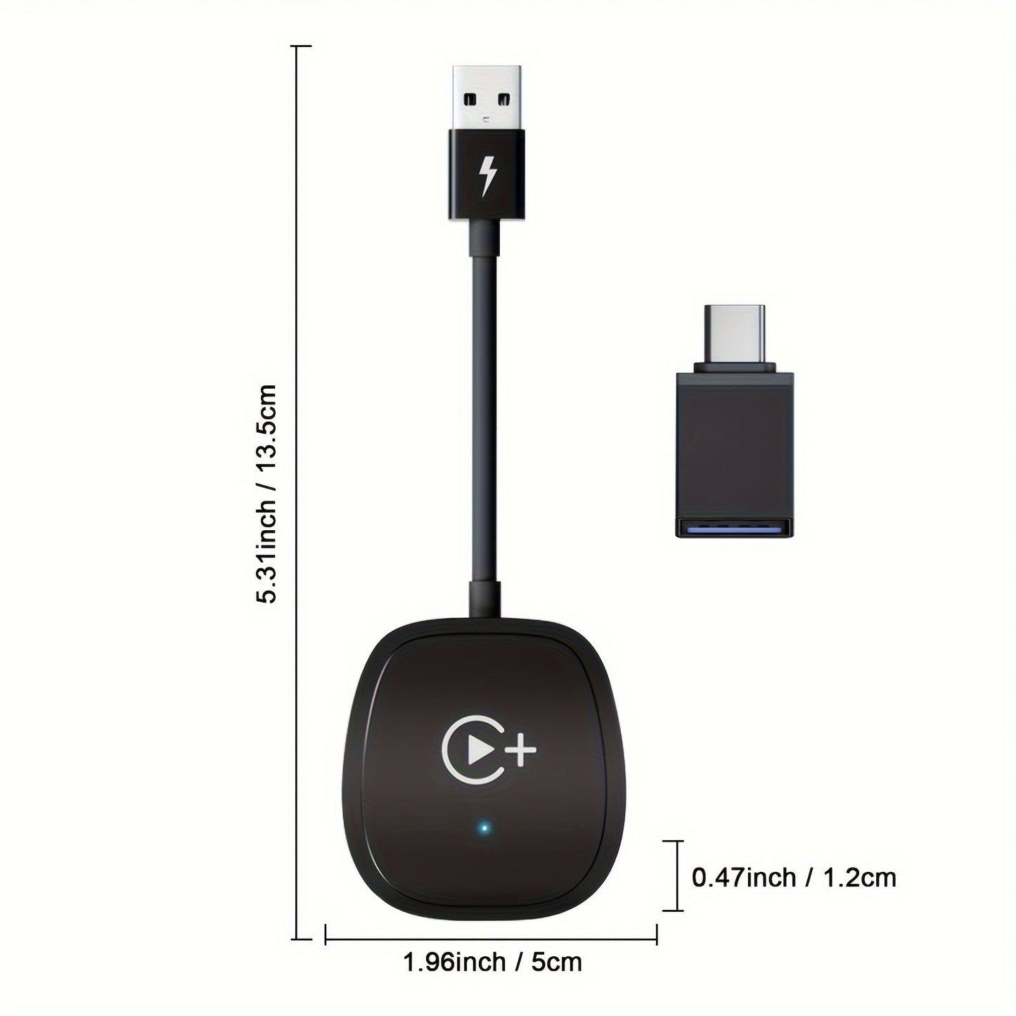 Portable Wireless CarPlay Adapter – Upgrade Wired to Wireless CarPlay, Plug and Play, Fast Connection for Videos, Music, Navigation, Phone Calls, Compatible with iPhone iOS 10+
