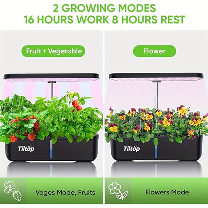 Hydroponics Growing System - 8Pods/12Pods Indoor Herb Garden, Height Adjustable Plant Germination Kit - Countertop Indoor Grow Kit, Black
