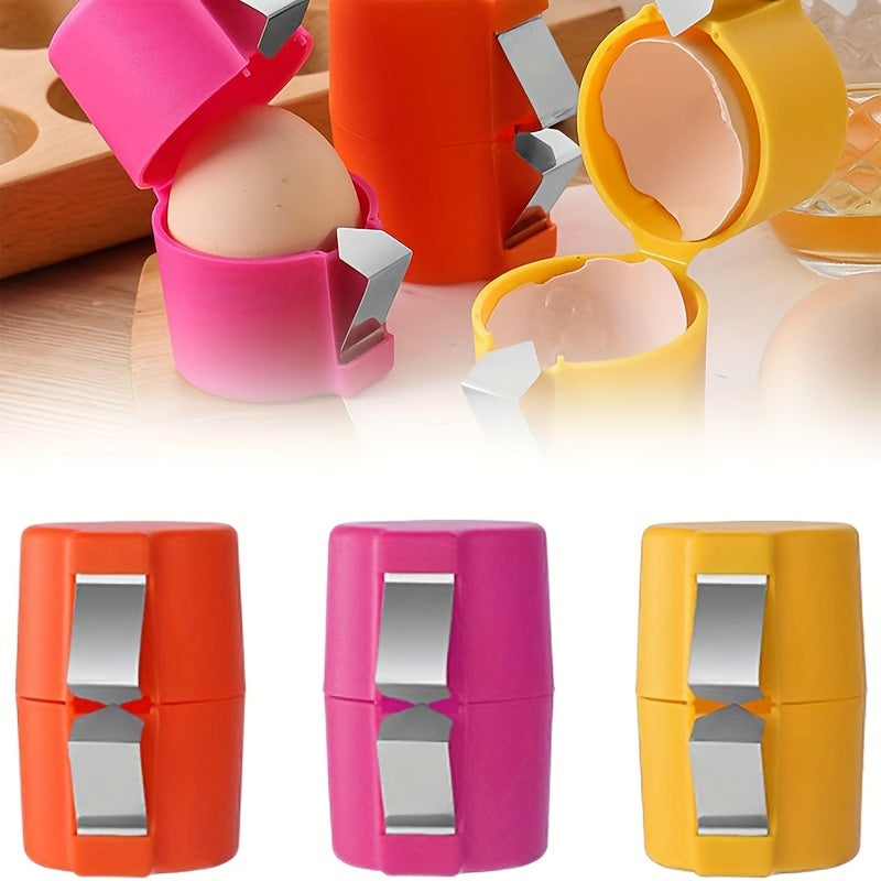 6 Piece Manual Egg Cracker and Peeler Set - Battery-Free, Ideal for Raw and Hard Boiled Eggs