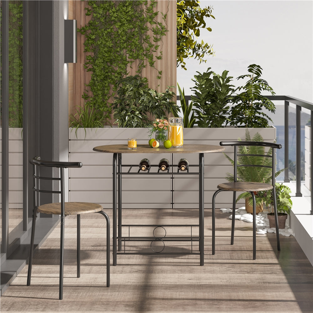 Costoffs Modern Round Compact Dining Table and 2 Chairs Set - Space-Saving Table Set for Kitchens, Apartments, and Dorm Rooms