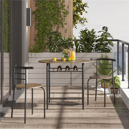 Costoffs Modern Round Compact Dining Table and 2 Chairs Set - Space-Saving Table Set for Kitchens, Apartments, and Dorm Rooms