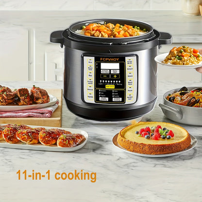 6 qt 11-in-1 Instant Multi Cooker – Electric Pressure Cooker with Safer Venting, Rice Cooker, Soup Maker and More – 1000W Stainless Steel, One-Touch Operation