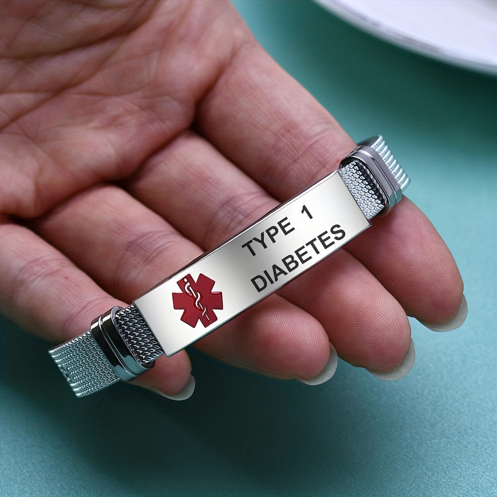 Medical Jewelry Bracelet & Necklace Set – 3 Piece Stainless Steel ID Jewelry for Diabetes, Penicillin Allergy, Asthma & Blood Thinner Awareness with Star of Life Symbol