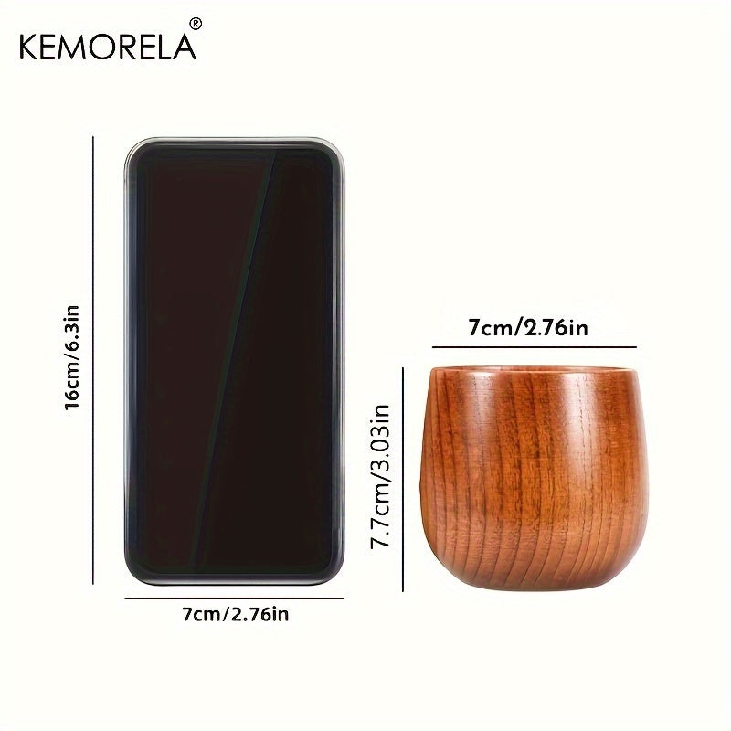 KEMORELA Wooden Bourbon Glass Set - 2/4/6 Pieces, Quality Oak Wood, Non-Tarnish, Unique Design - Ideal for Whiskey, Cocktails - Great Men's Gift for Birthdays and Festive Occasions