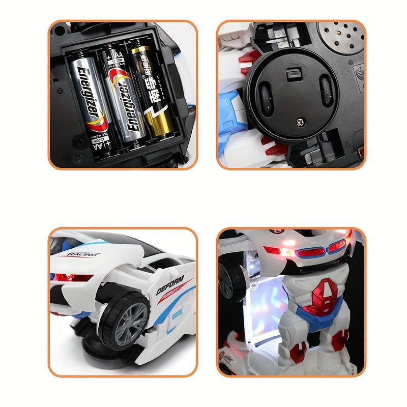 Automatic Deformation Robot Car Toy - Transforms into Robot, Universal Obstacle Avoidance with Lights and Music, Ideal for Birthday, Christmas, Halloween Gifts (Batteries Not Included)
