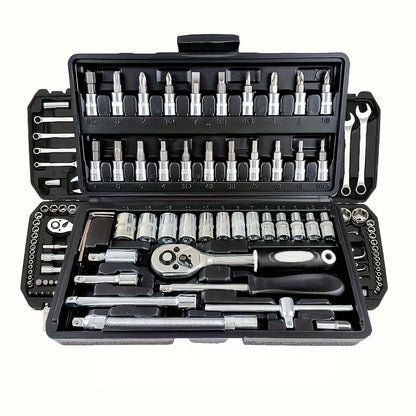 Car Repair Tools Set: Multi-Purpose Automotive Maintenance Kit with Ratchet Torque Wrench & Screwdrivers, Portable for Auto, Bike, and Motorcycle