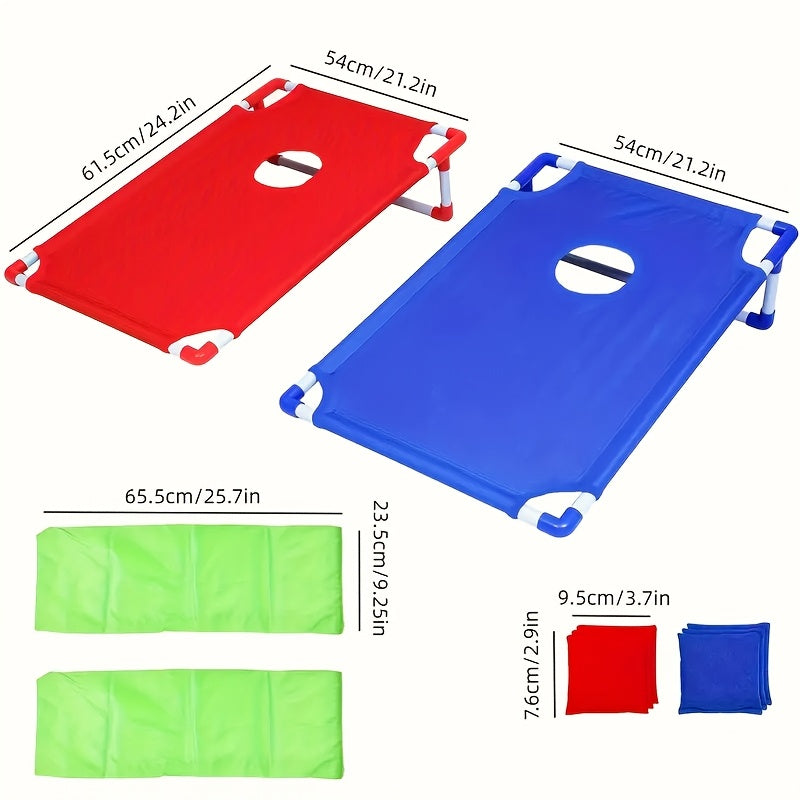 Portable Sandbag Toss Game Set - Foldable and Durable, Perfect for Outdoor Parties, Camping and Backyard Fun, Includes 6 Sandbags, Red and Blue