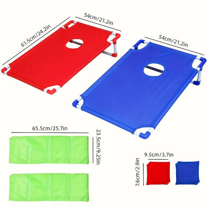 Portable Sandbag Toss Game Set - Foldable and Durable, Perfect for Outdoor Parties, Camping and Backyard Fun, Includes 6 Sandbags, Red and Blue