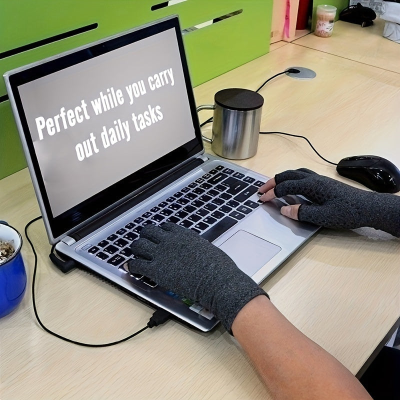 Fingerless Compression Gloves for Women and Men - Hand Joint Wraps, Sports Hand Support Thumb Gloves for Typing, Daily Work, and Hand Care - Open Finger Fit