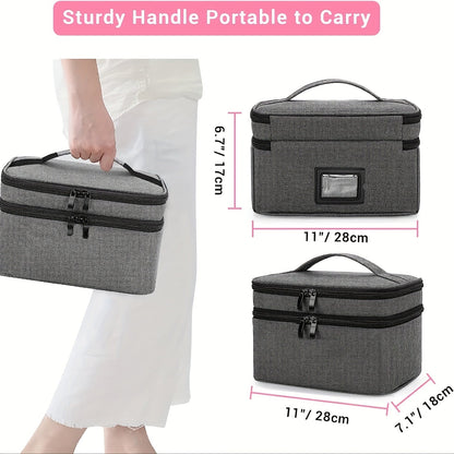 Medicine Organizer and Storage Bag - Family First Aid Box for Emergency Medications, Supplements, and Medical Kits - Zippered Bag for Home and Travel (Gray)