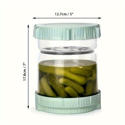 Reversible Pickle Jar – Large 52.9oz Capacity Food Storage Container with Strainer, Leak-Proof for Pickles, Peppers and Long Beans, Kitchen Supplies