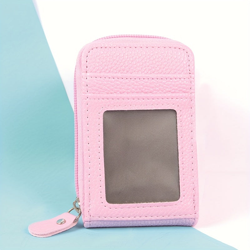 Mini RFID Blocking Card Holder Wallet - Multiple Card Slots, Portable, Zipper Enclosed, Clear Window, Coin Purse - Secure, Compact, Stylish Accessory for Everyday Carry