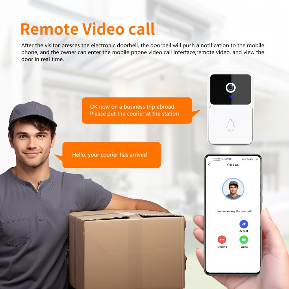 X3pro Wireless Video Doorbell with Camera – Wide Angle Smart Visual, Rechargeable Security Doorbell with Two-Way Audio, HD Night Vision, Indoor/Outdoor Use, Ideal for Baby, Pet, and Nanny Monitoring