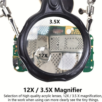 Adjustable LED Magnifying Glass - Illuminated Inspection Tool with Light, Folding Design and Clip for Mobile Phone Repair, Hardware and Electronics