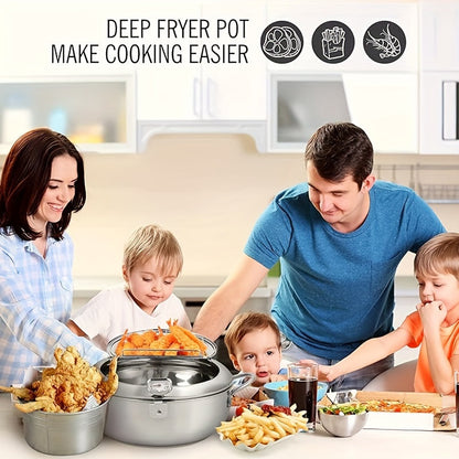 Jumi Japanese-Style Tempura Deep Fryer – Stainless Steel Frying Pan with Precise Thermometer Control – Ideal for Beef Patties, Sesame Fry Bites, Crispy Fried Chicken Wings, and More