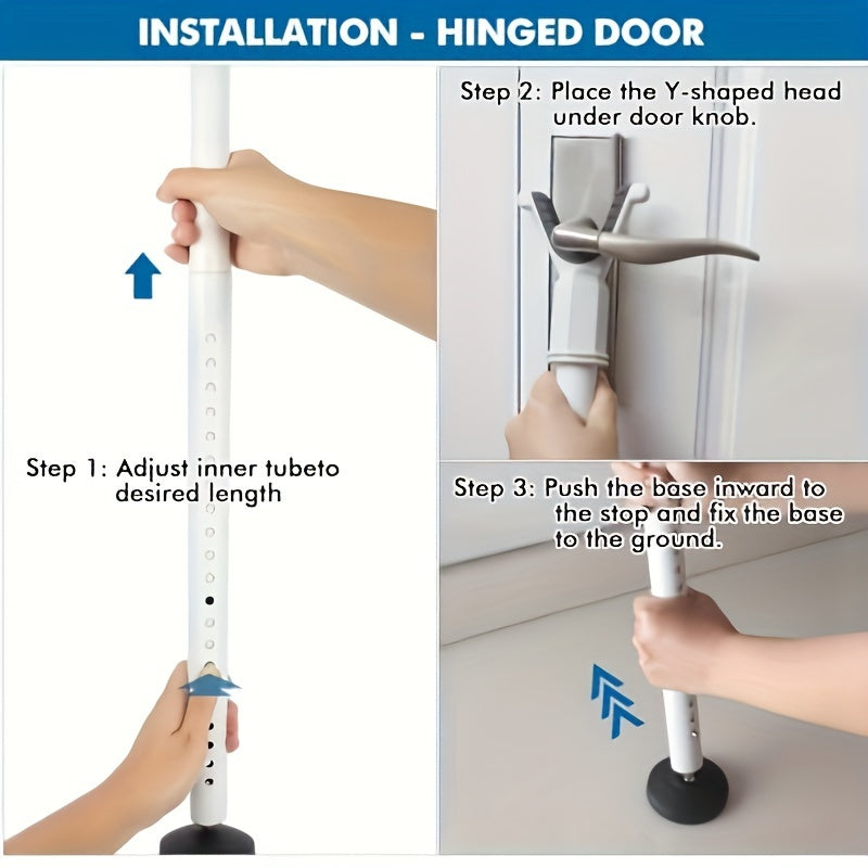 Adjustable Door Stoppers Security Bar – Heavy Duty Iron Construction with Strong Adhesive, For Normal and Sliding Doors, Home, Apartment, Hotel
