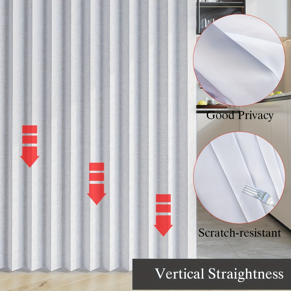 Waterproof and Scratch-Resistant Folding Door Curtain - Versatile for Kitchen, Office, Dining Room, Living Room, Bedroom | Invisible Partition, Easy Care, Polyester and Oxford Fabric, All-Season Modern Style with Magnetic Closure