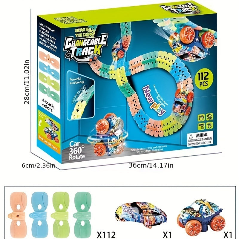 Colorful Luminous Electric Rail Car Set - Hangable Race Track Toy for Boys and Girls, Ideal for Birthdays, Christmas, Halloween (Battery Not Included)