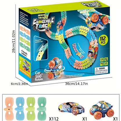 Colorful Luminous Electric Rail Car Set - Hangable Race Track Toy for Boys and Girls, Ideal for Birthdays, Christmas, Halloween (Battery Not Included)