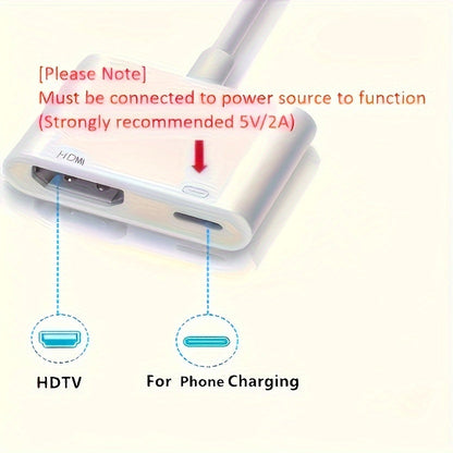 Multi-Functional Adapter for iPhone to HDTV – 1080P Screen Converter with Charging Port, Compatible with iOS Devices, Projectors, Monitors, Digital AV Adapter