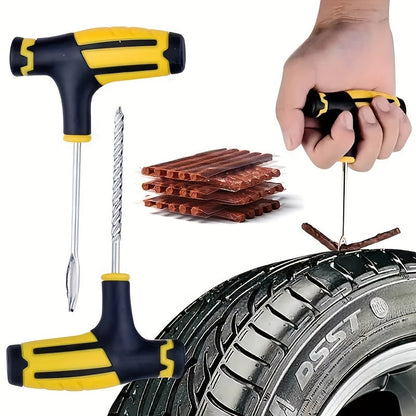 8 Piece Universal Tire Repair Kit - Effortless Puncture Fixes for Cars & Motorcycles - Durable Vacuum Tire Emergency Patch - Compact & Portable Roadside Assistance Solution