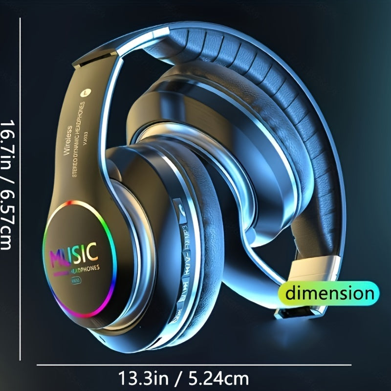 [Upgraded] Wireless Headphones and Earbuds with Deep Bass, Built-in Mic, Foldable Design, Stereo Sound, Compatible with 3.5mm Audio Cable for Travel, Work, PC, Cellphones and Gaming (iOS Compatible