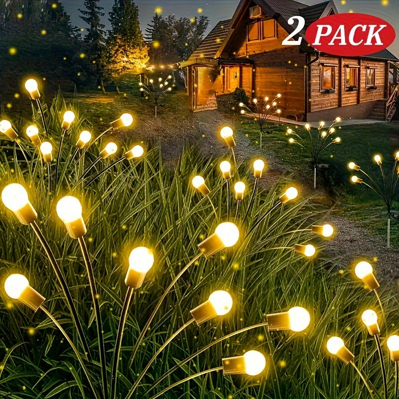 2 Pack Solar Garden Lights: Upgraded Swaying Lights with Wind Motion, Flexible Iron Wire & Heavy Bulb Base, Warm White Outdoor Pathway Decoration