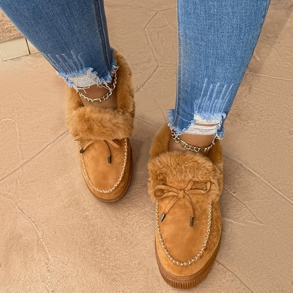 Women's Warm Plush Winter Ankle Boots - Cozy Snow Boots for Cold Weather