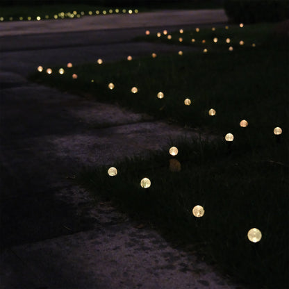 Solar Garden Path Lights - 15 LED Crystal Globe Stake Lights with Touch Control, Solar Powered, 600mAh Battery - Perfect for Garden, Camping, Independence Day, Christmas, Weddings, Parties