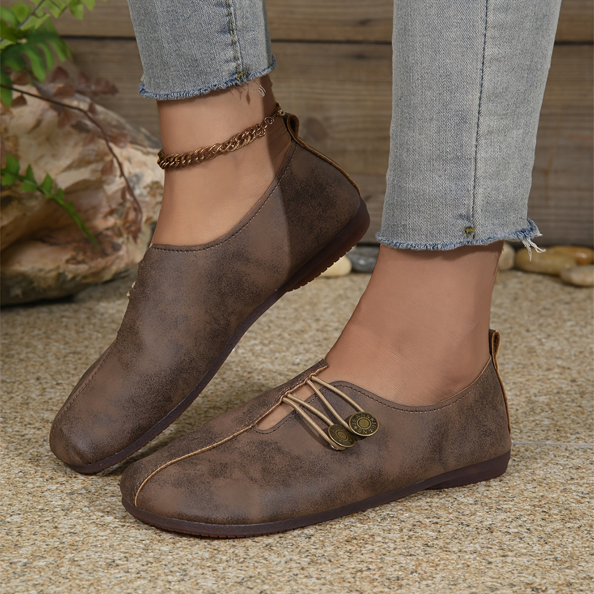 Stylish Round Toe Buckle Shoes – Soft Sole, Solid Color, Casual and Comfortable Single Shoes for Women – Ideal for Daily Wear