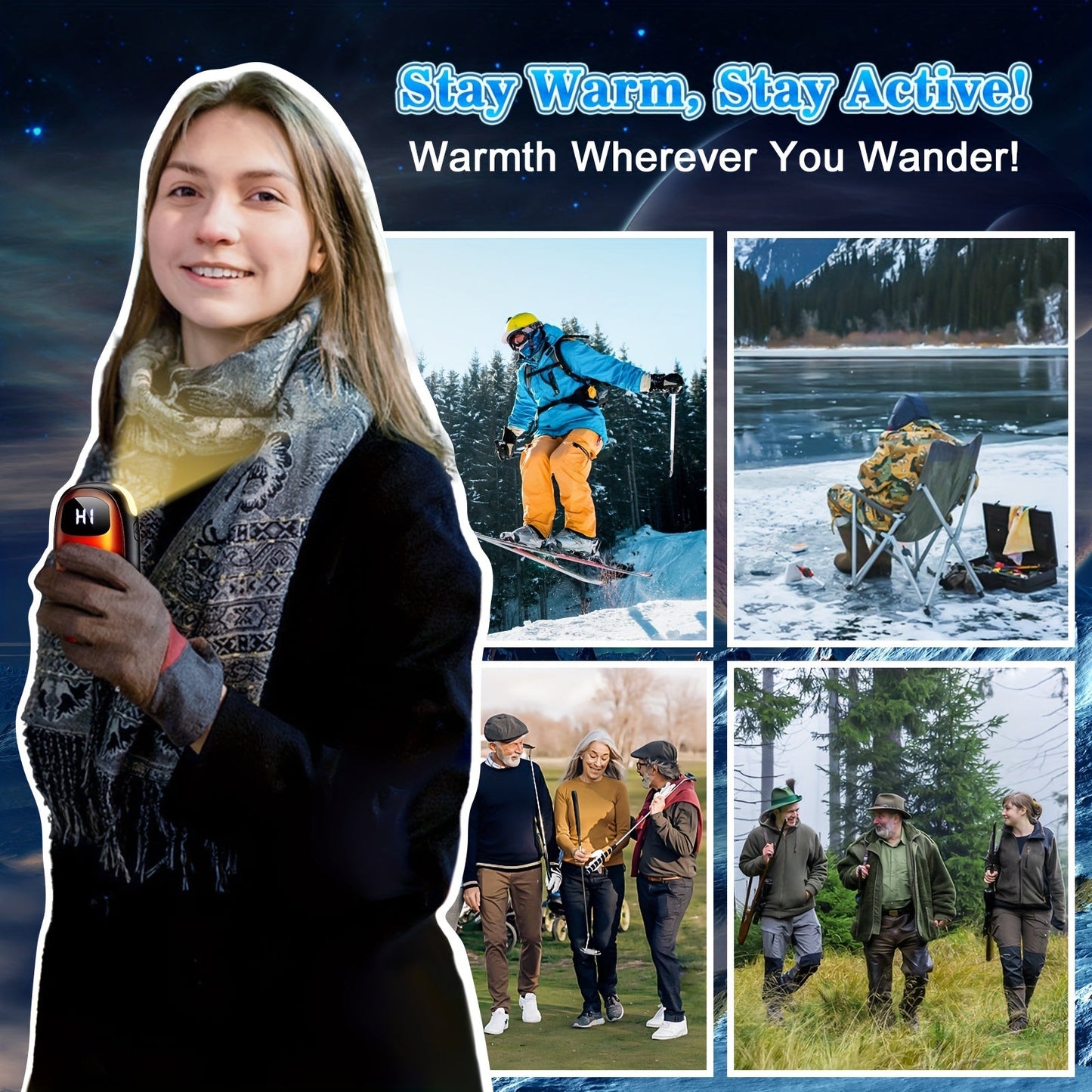 Rechargeable Hand Warmers 2 Pack - 14000mAh Electric Pocket Heater with 16 Hours Warmth, Dual-Sided Heating Up to 131°F - Ideal for Raynaud's, Hunting, Golfing and Camping