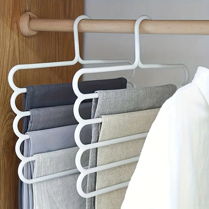 5pcs Multifunctional Five-Layer Pants Rack - Anti-Slip Multi-Layer Clothing Hanger for Wardrobe, Scarf & Pants Storage