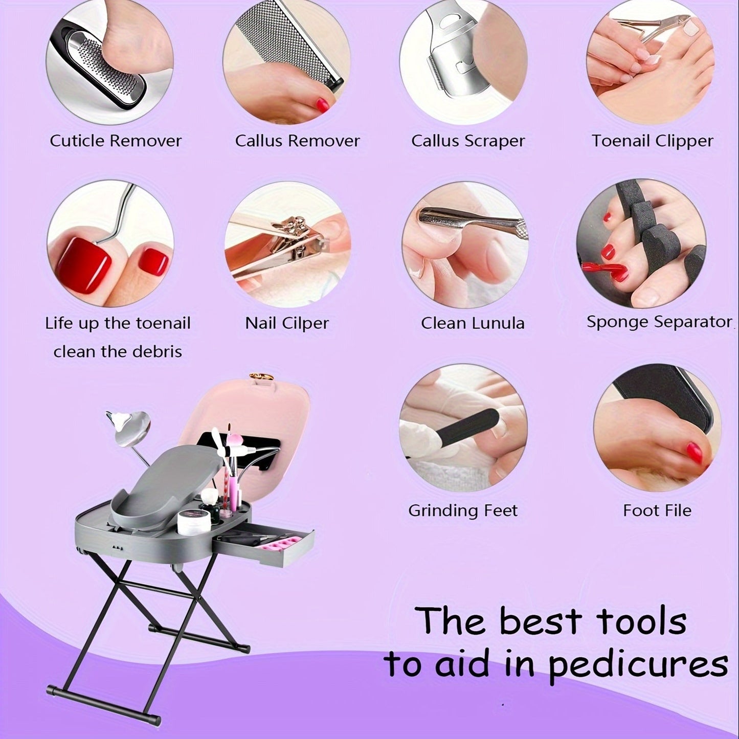 Pedicure Stool with Adjustable Foot Rest – Perfect for At-Home Pedicures, Ideal Christmas & Birthday Gifts for Women (Mom, Wife, Sister, Friends)