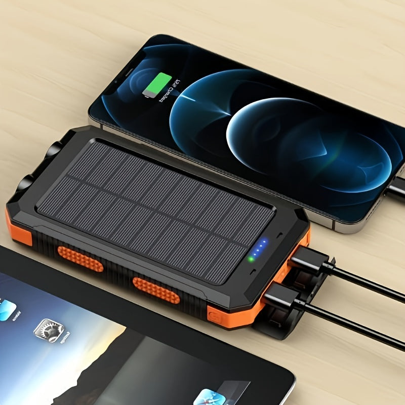 10,000mAh Portable Solar Power Bank – Dual USB Output with LED Light