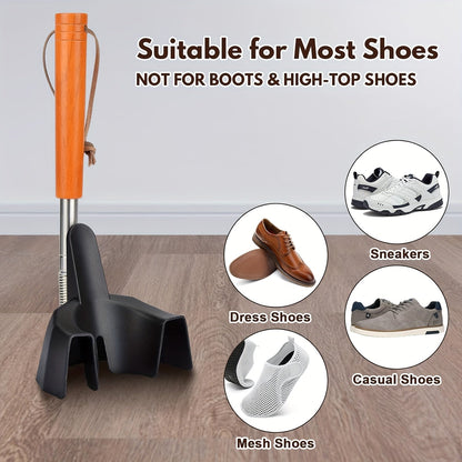 Easy-Reach 31" Stainless Steel Shoe Horn – No Bending Required, Ideal for Sneakers & Boots, Perfect for Seniors
