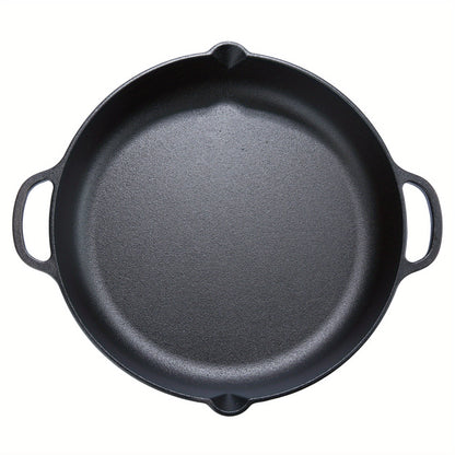 Pre-Seasoned 14" Cast Iron Skillet - Versatile Kitchen Essential, Oven and Grill Safe with Drip-Spout Design, Perfect for Camping and Indoor/Outdoor Cooking