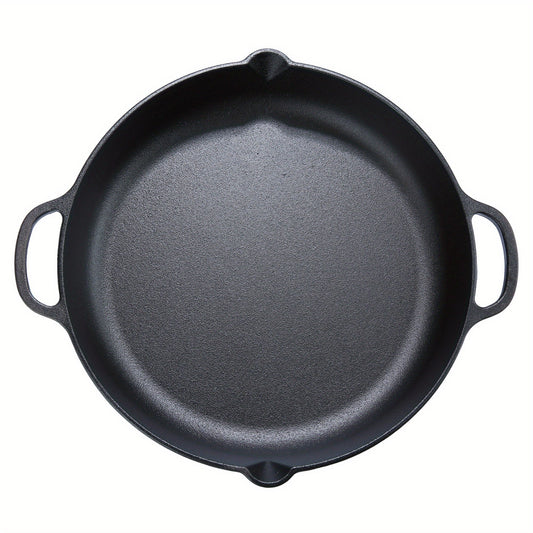 Pre-Seasoned 14" Cast Iron Skillet - Versatile Kitchen Essential, Oven and Grill Safe with Drip-Spout Design, Perfect for Camping and Indoor/Outdoor Cooking