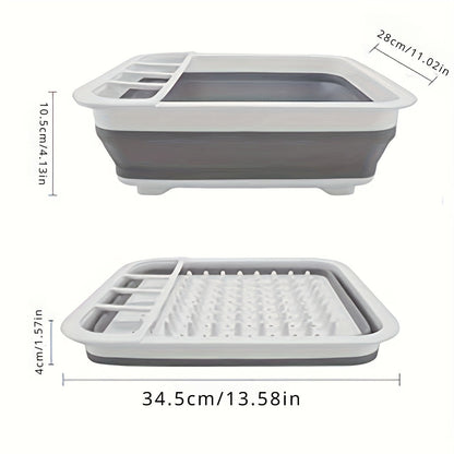 Space-Saving Collapsible Dish Rack - Portable Kitchen Organizer for Dishes, Utensils and Cutlery - Ideal for RVs, Campers and Travel Trailers