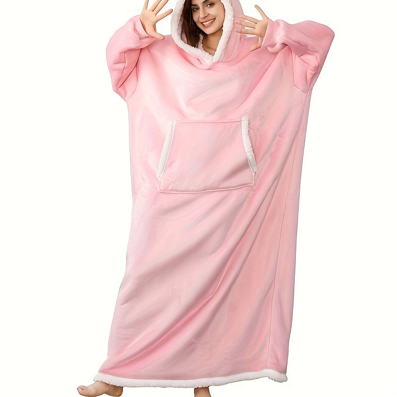 Cozy Wearable Blanket Hoodie - Soft Sherpa Fleece, Huge Pockets, Adjustable Belt - Warm Winter Gift for Women, Men, Girlfriend, Mom - Ideal for Indoor and Outdoor Activities